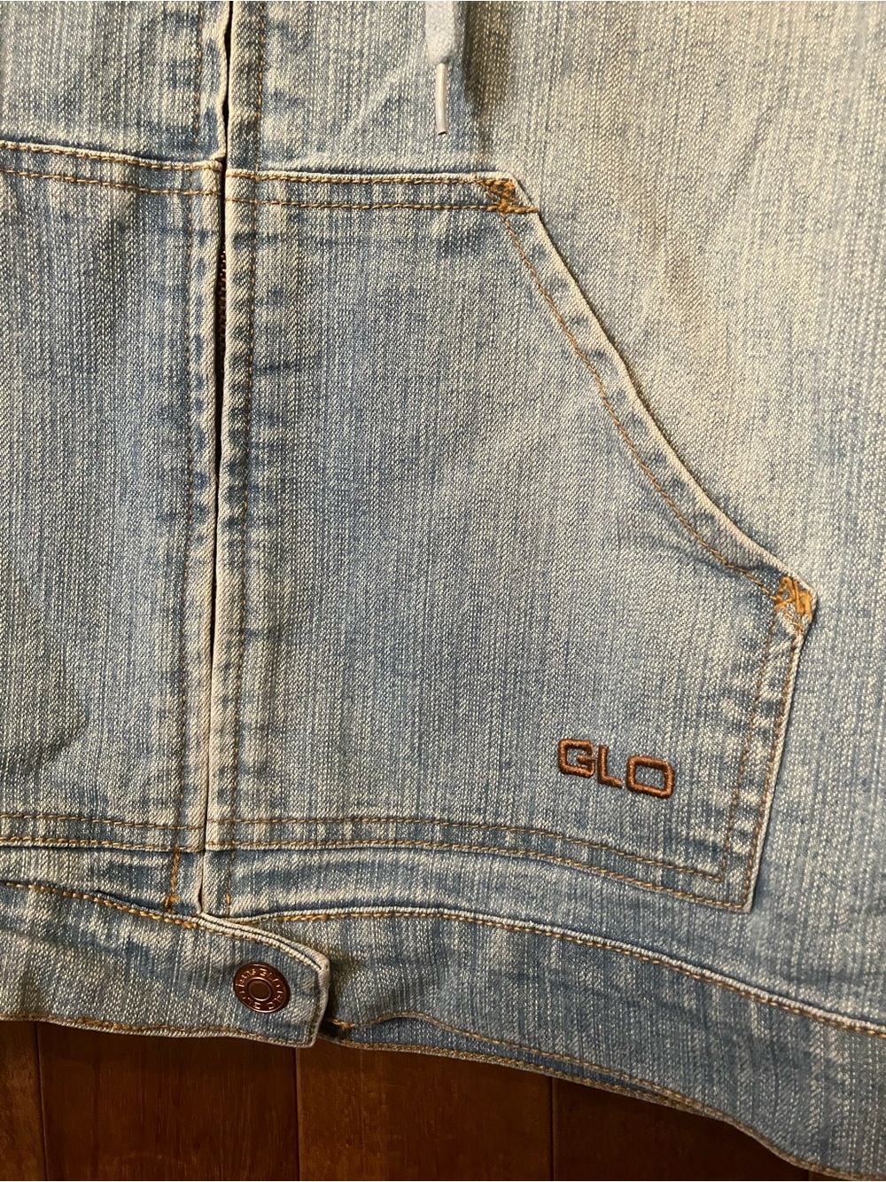 GLO jeans Light Blue Denim Hooded Zip Jacket - Picture 3 of 7